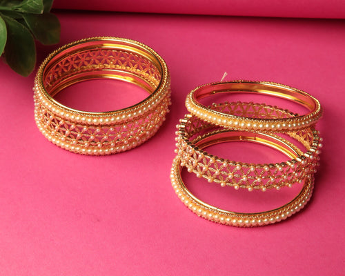 Starlit Cream Moti Golden Bangle