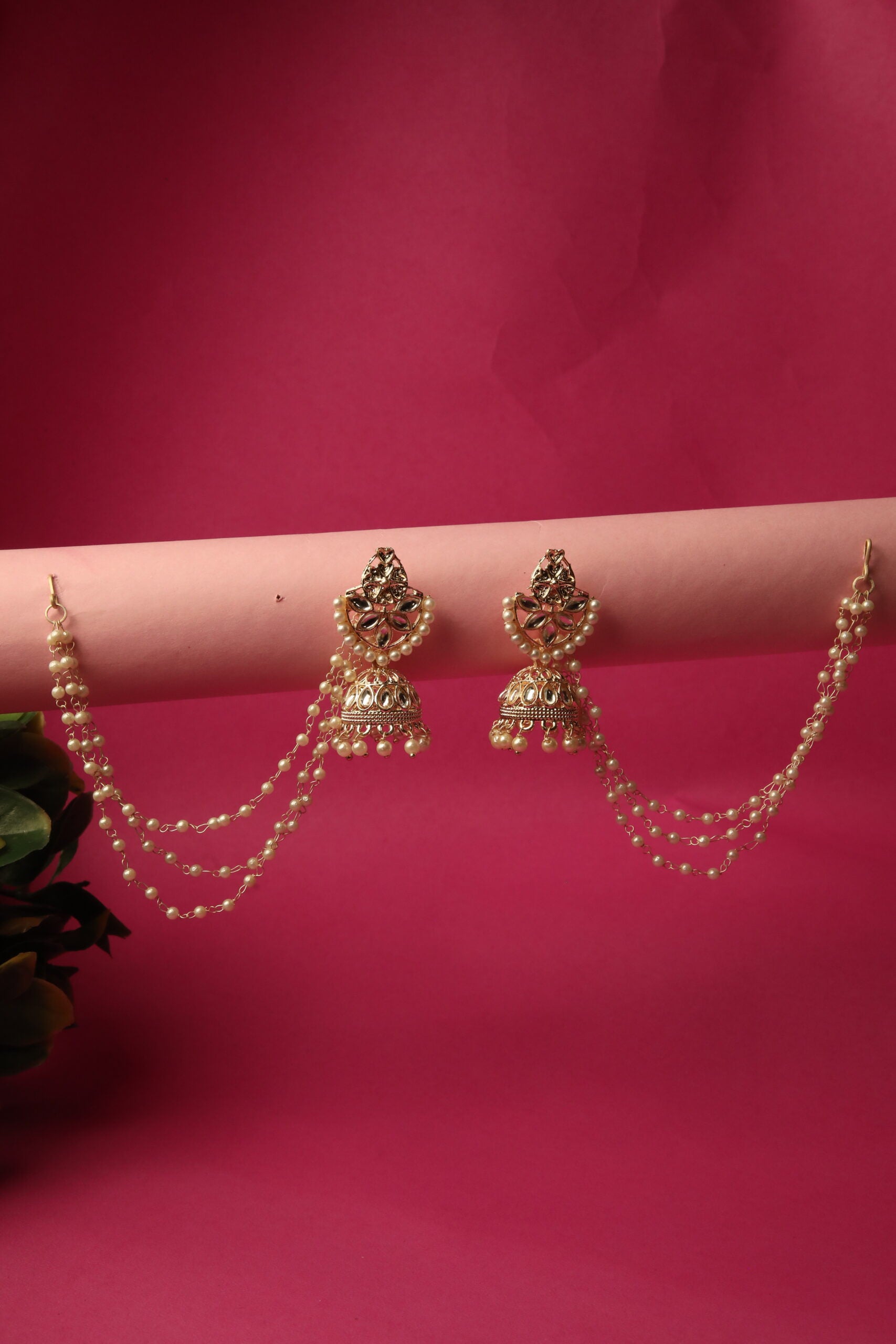 Golden Cream Mohika Jhumki Ensemble