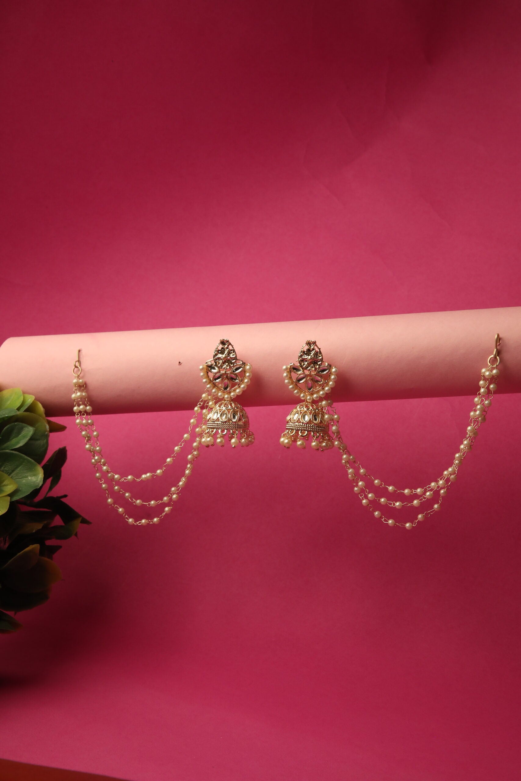 Golden Cream Mohika Jhumki Ensemble