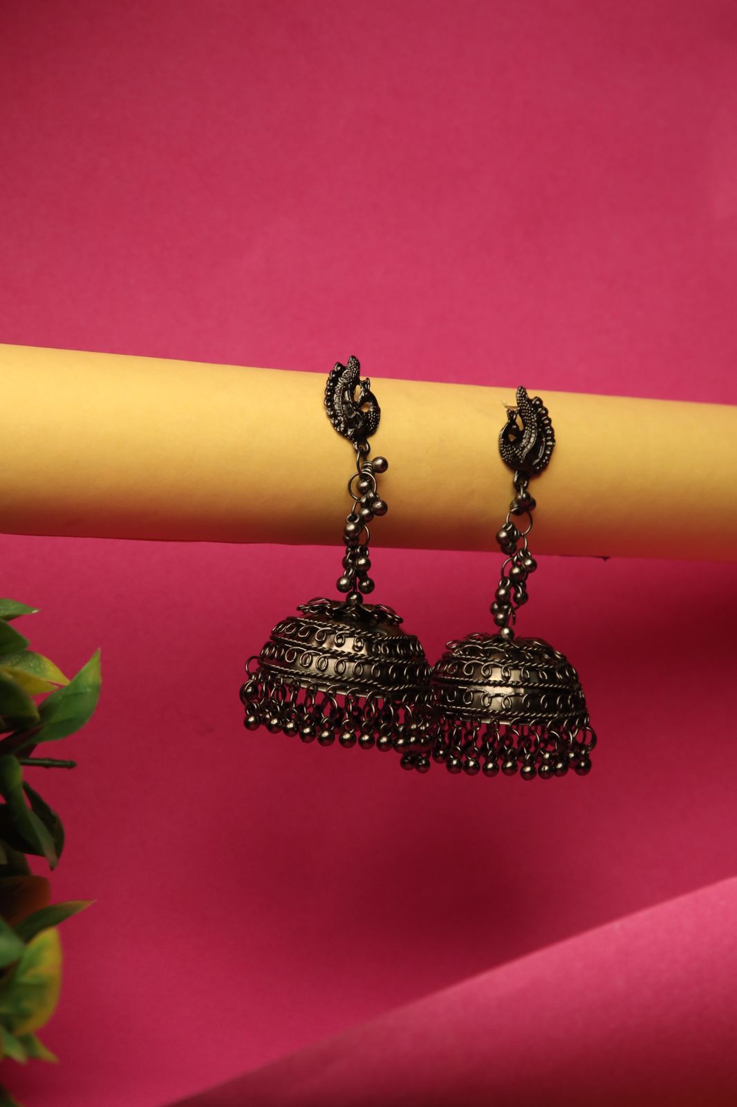 Silver Oxidised Black Jhumka