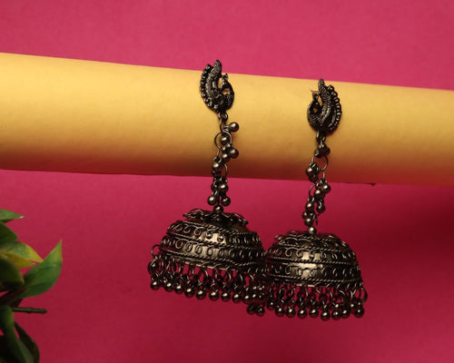 Silver Oxidised Black Jhumka