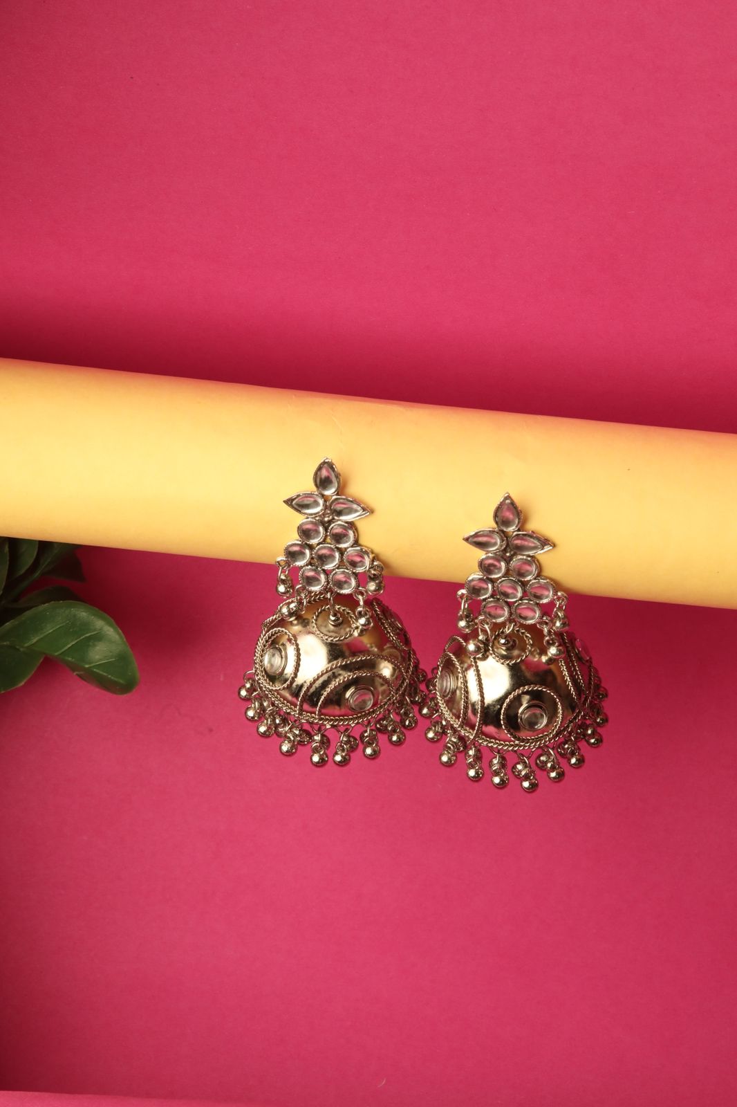 Silvery Sphere Jhumka