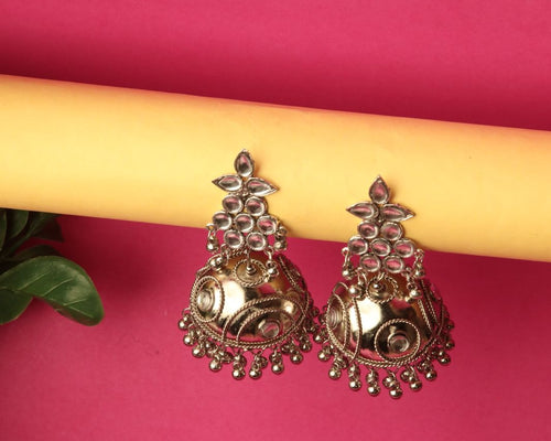 Silvery Sphere Jhumka