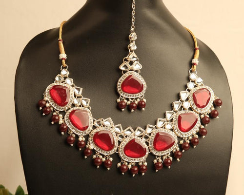 Scarlet Red American Diamond mecklace set