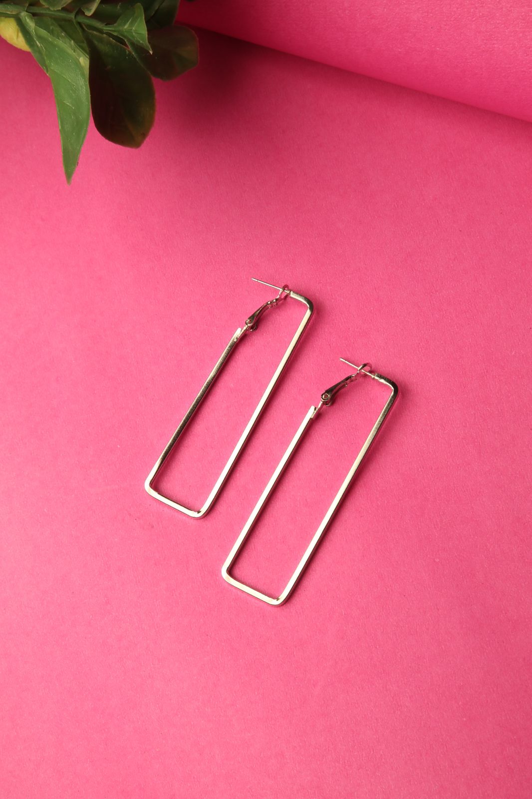 Silver Ractangular Earrings