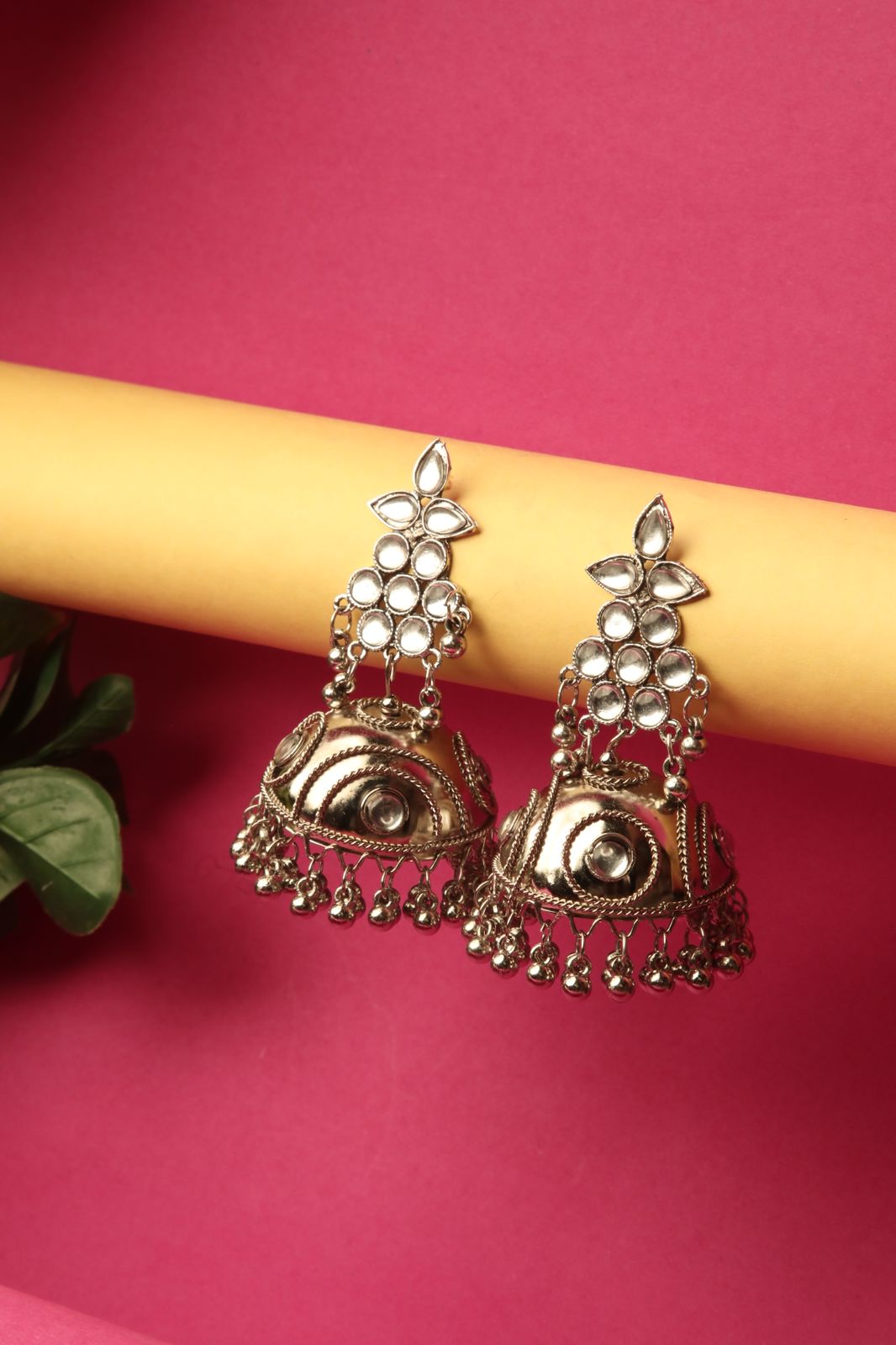 Silvery Sphere Jhumka