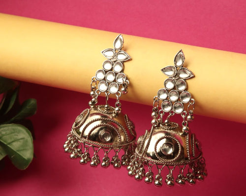 Silvery Sphere Jhumka