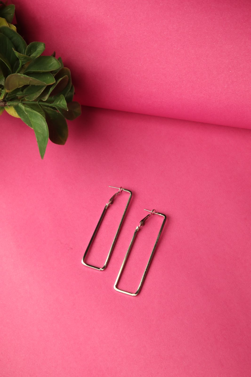 Silver Ractangular Earrings