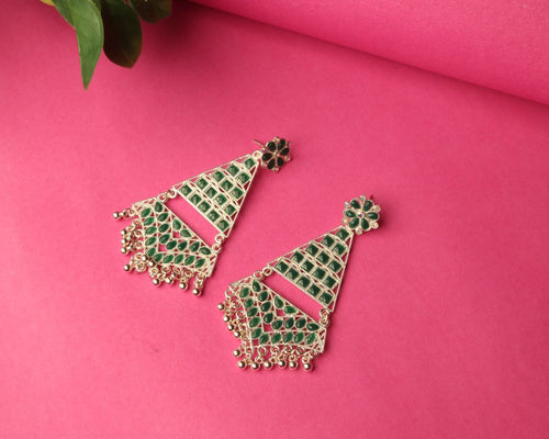 Green Triangle Earrings