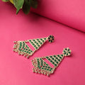 Green Triangle Earrings