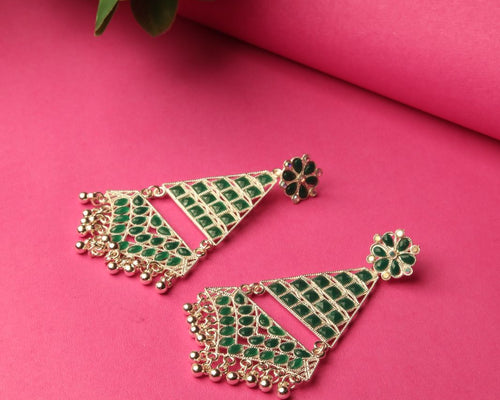 Green Triangle Earrings