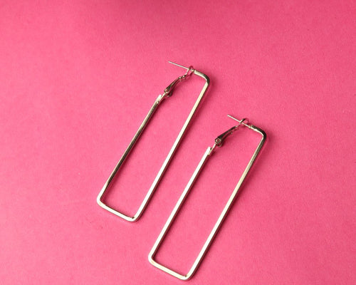 Silver Ractangular Earrings