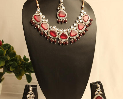 Scarlet Red American Diamond mecklace set