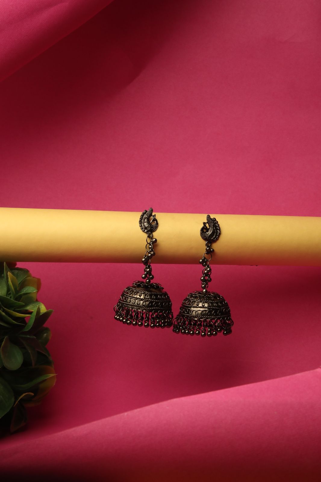 Silver Oxidised Black Jhumka