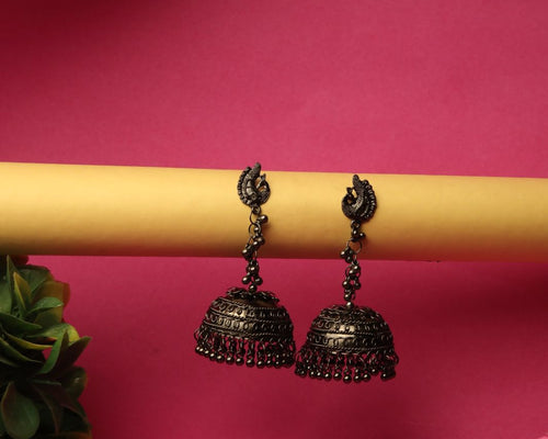 Silver Oxidised Black Jhumka