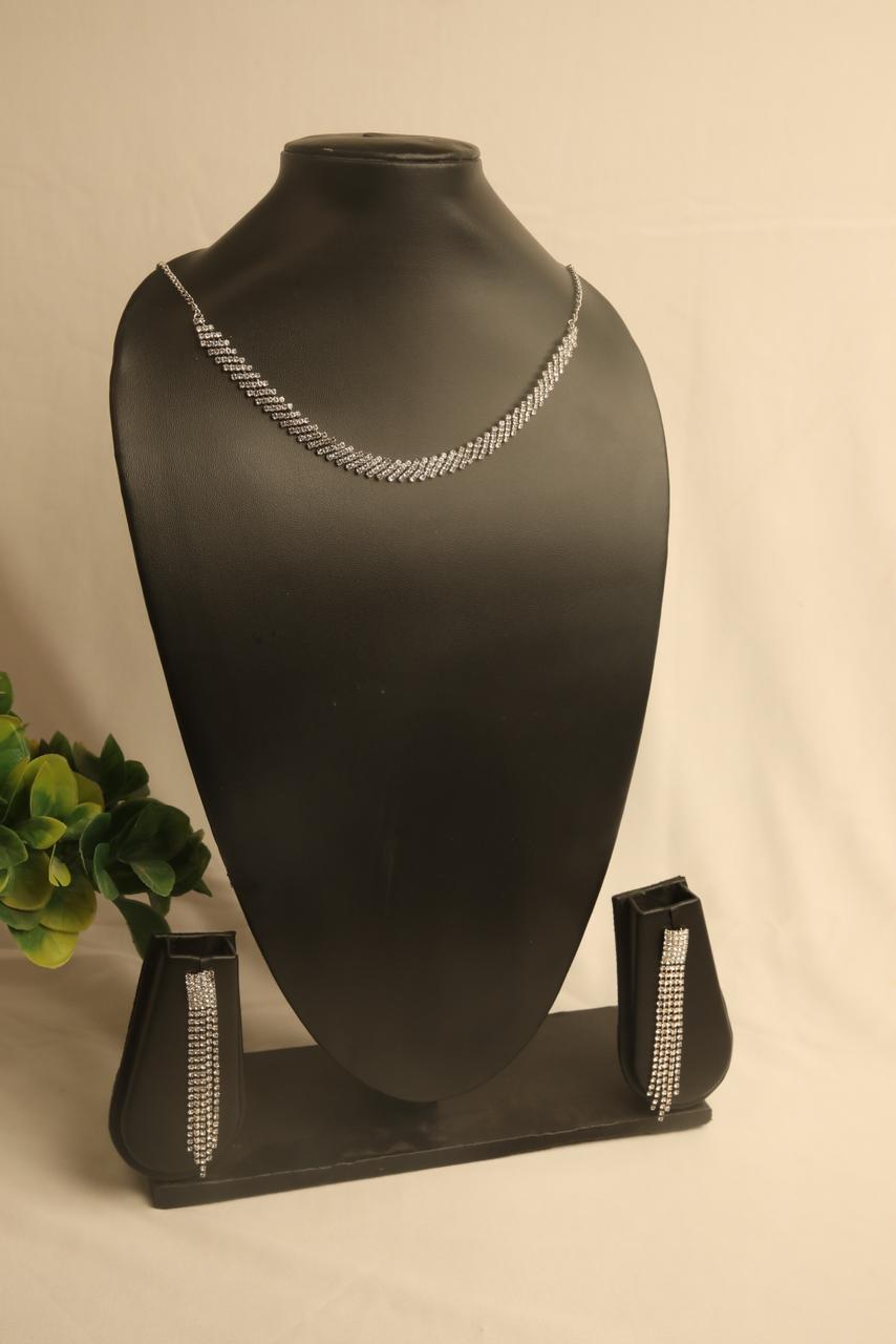 Sleek Silver Necklace set